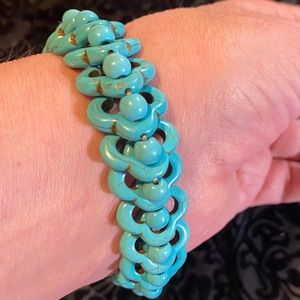 Dyed stone elastic bracelet for wrists under 7”, 3/4” by 2 1/2” across see pics